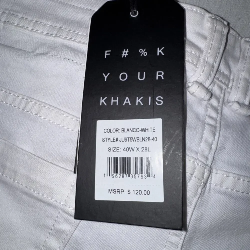 tpj The Perfect Jean Men Slim Thick Fit White Stretch Denim 40x28 NWT